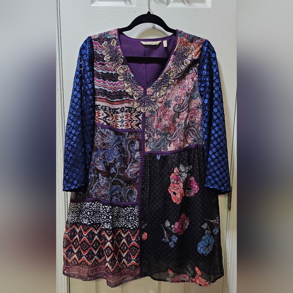 Soft Surroundings All Together Tunic Mixed Media Patchwork Size S
